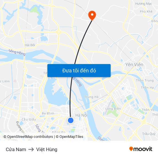 Cửa Nam to Việt Hùng map