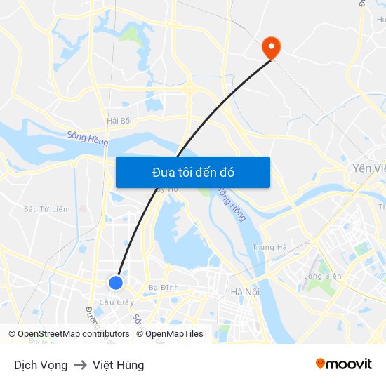 Dịch Vọng to Việt Hùng map