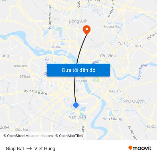Giáp Bát to Việt Hùng map