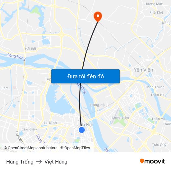 Hàng Trống to Việt Hùng map
