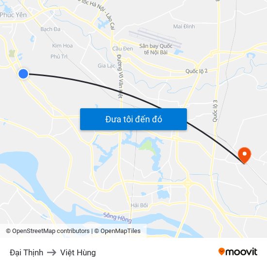 Đại Thịnh to Việt Hùng map