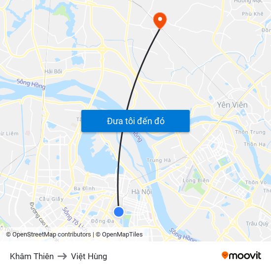 Khâm Thiên to Việt Hùng map