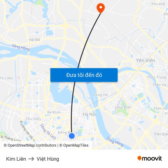 Kim Liên to Việt Hùng map