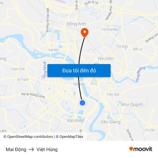 Mai Động to Việt Hùng map