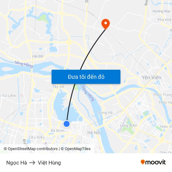 Ngọc Hà to Việt Hùng map