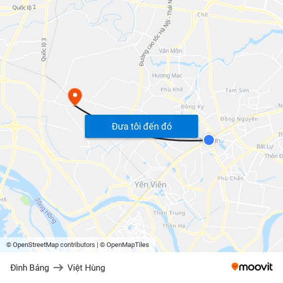 Đình Bảng to Việt Hùng map