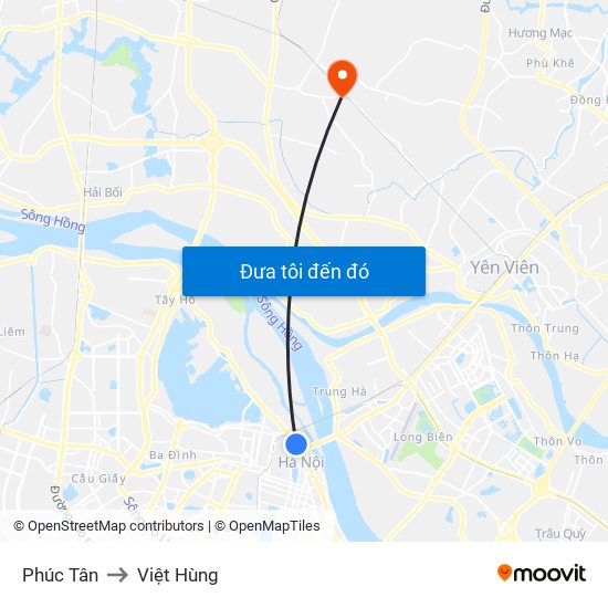 Phúc Tân to Việt Hùng map