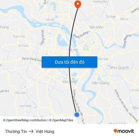 Thường Tín to Việt Hùng map