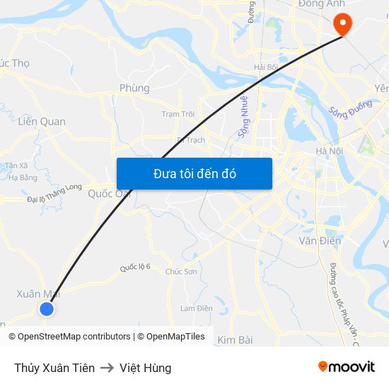Thủy Xuân Tiên to Việt Hùng map