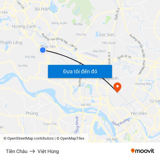 Tiền Châu to Việt Hùng map