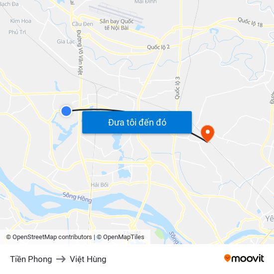 Tiền Phong to Việt Hùng map