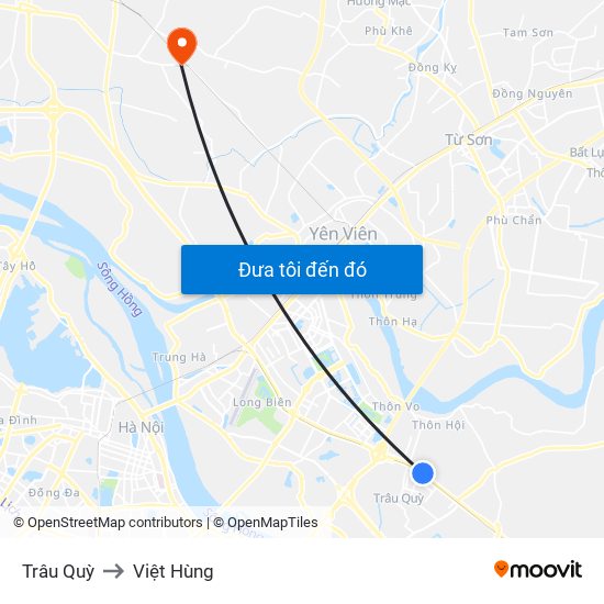 Trâu Quỳ to Việt Hùng map
