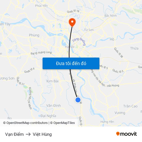 Vạn Điểm to Việt Hùng map