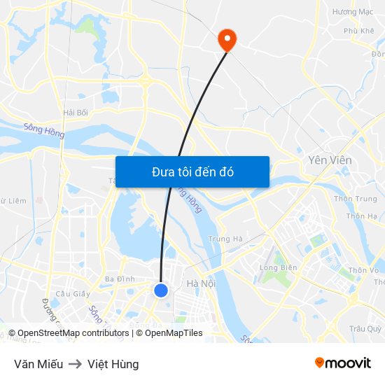 Văn Miếu to Việt Hùng map