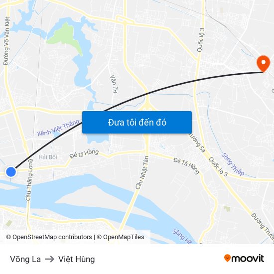 Võng La to Việt Hùng map