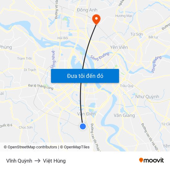 Vĩnh Quỳnh to Việt Hùng map