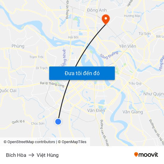 Bích Hòa to Việt Hùng map