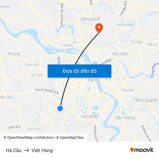 Hà Cầu to Việt Hùng map