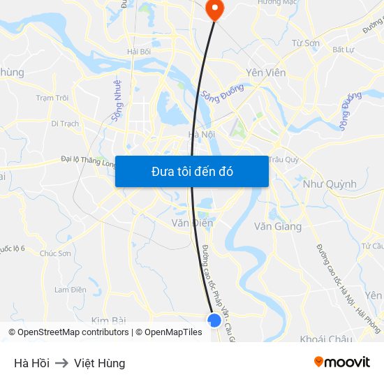 Hà Hồi to Việt Hùng map