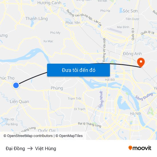 Đại Đồng to Việt Hùng map