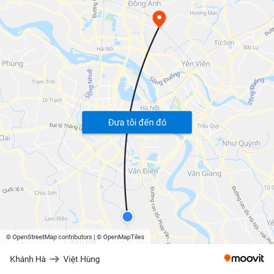 Khánh Hà to Việt Hùng map