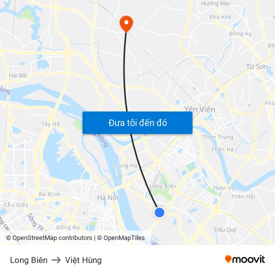 Long Biên to Việt Hùng map