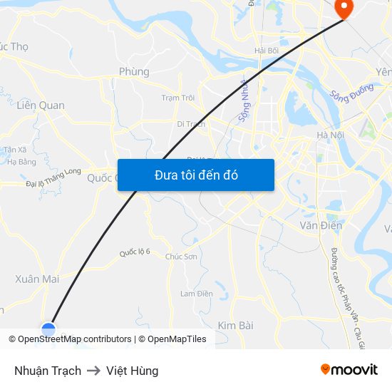 Nhuận Trạch to Việt Hùng map