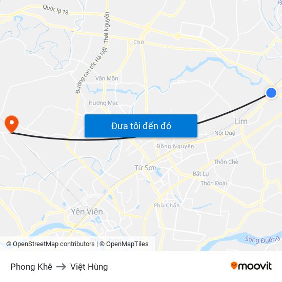 Phong Khê to Việt Hùng map
