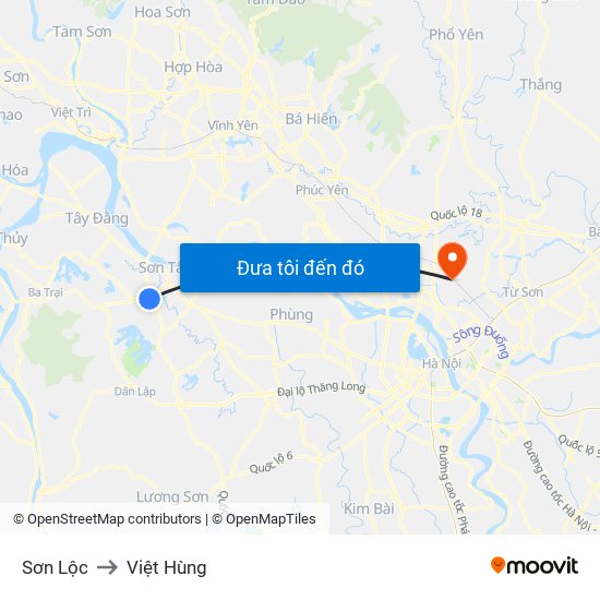 Sơn Lộc to Việt Hùng map