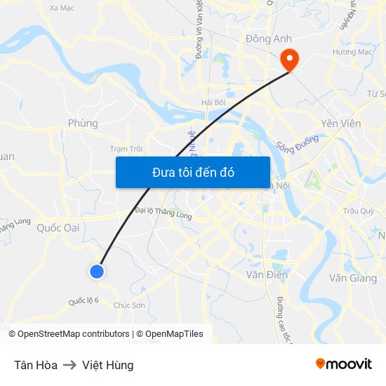 Tân Hòa to Việt Hùng map