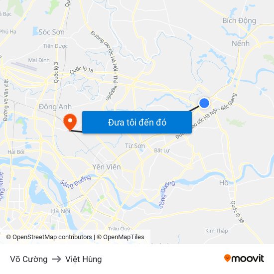 Võ Cường to Việt Hùng map