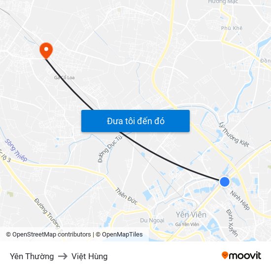 Yên Thường to Việt Hùng map