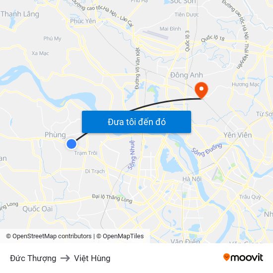 Đức Thượng to Việt Hùng map