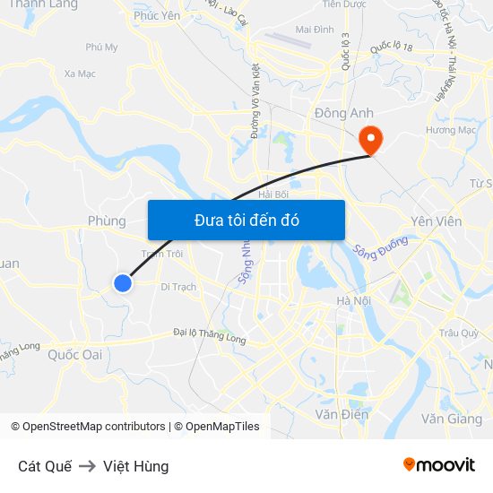 Cát Quế to Việt Hùng map