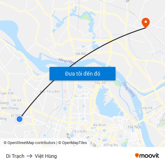 Di Trạch to Việt Hùng map