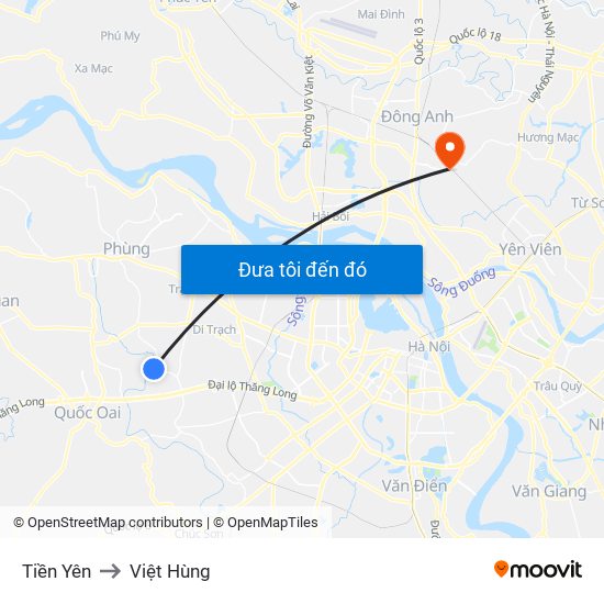 Tiền Yên to Việt Hùng map