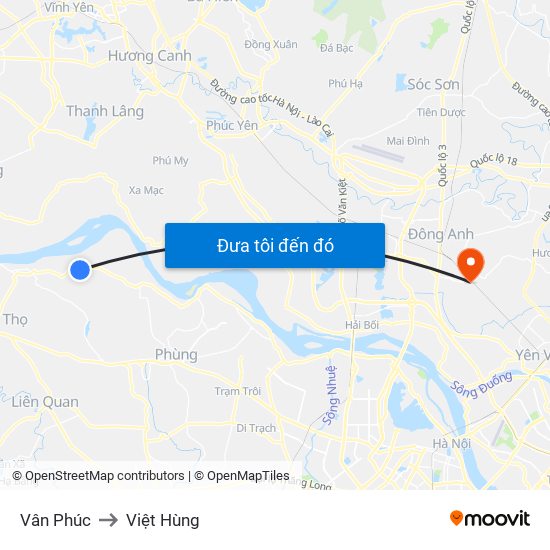 Vân Phúc to Việt Hùng map