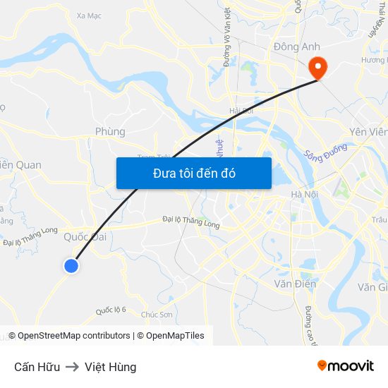 Cấn Hữu to Việt Hùng map