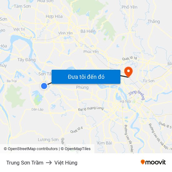 Trung Sơn Trầm to Việt Hùng map