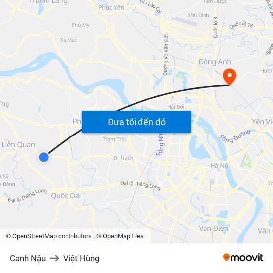 Canh Nậu to Việt Hùng map