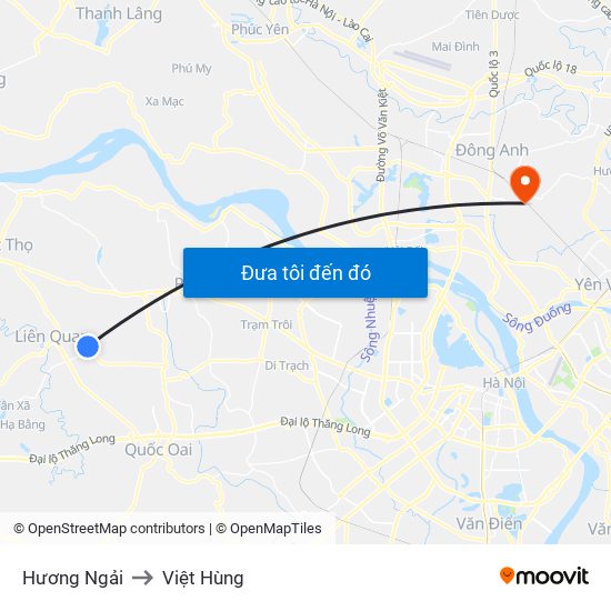 Hương Ngải to Việt Hùng map