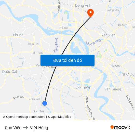 Cao Viên to Việt Hùng map