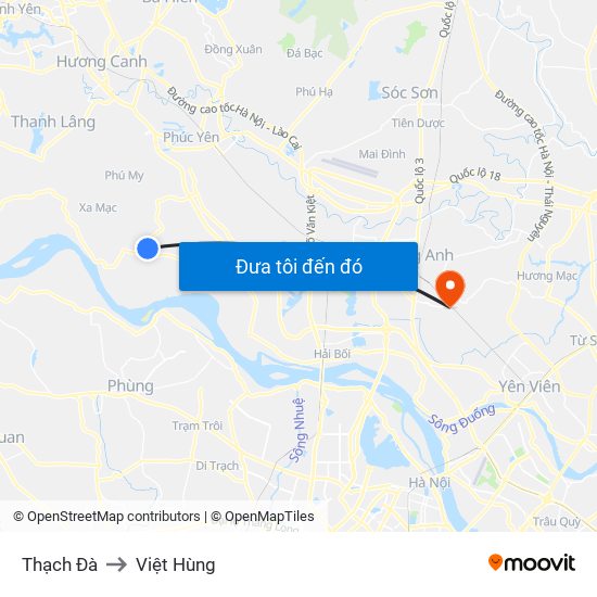 Thạch Đà to Việt Hùng map