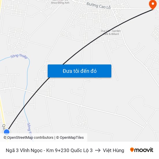 Ngã 3 Vĩnh Ngọc - Km 9+230 Quốc Lộ 3 to Việt Hùng map