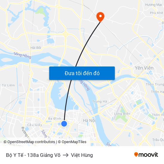 Bộ Y Tế - 138a Giảng Võ to Việt Hùng map