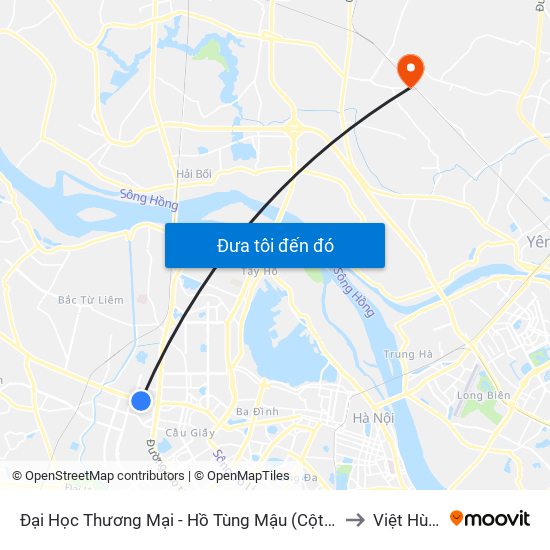 Đại Học Thương Mại - Hồ Tùng Mậu (Cột Sau) to Việt Hùng map