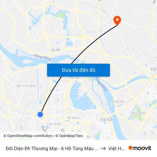 Đối Diện Đh Thương Mại - 6 Hồ Tùng Mậu (Cột Sau) to Việt Hùng map