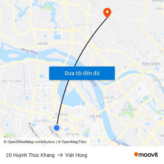 20 Huỳnh Thúc Kháng to Việt Hùng map