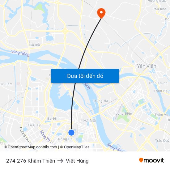 274-276 Khâm Thiên to Việt Hùng map