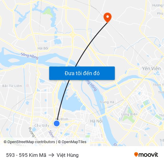 593 - 595 Kim Mã to Việt Hùng map